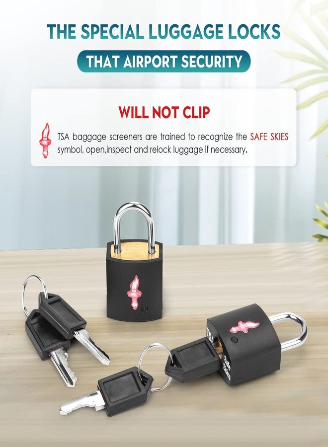 DUALCROWN 6 Pack Black TSA Luggage Locks with Key+6 Pack Travel tag, Luggage Lock TSA Approved for Backpacks, Bags and Luggage, 6 Pack Black Lock+6 Pack tag - Image 4